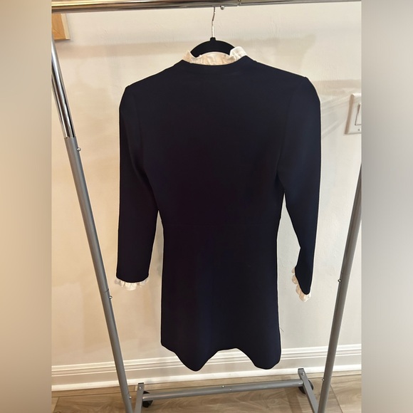 Sandro Natalia Ruffle Trim Dress in Navy - Picture 4 of 8